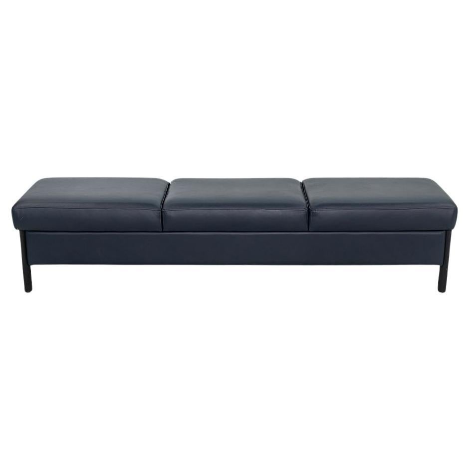 1993 Leather Three Seat Bench by Metropolitan Furniture in Blue Leather