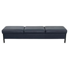 1993 Leather Three Seat Bench by Metropolitan Furniture in Blue Leather
