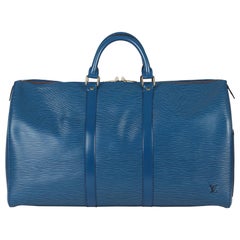 1993 Louis Vuitton Blue Epi Leather Used Keepall 55