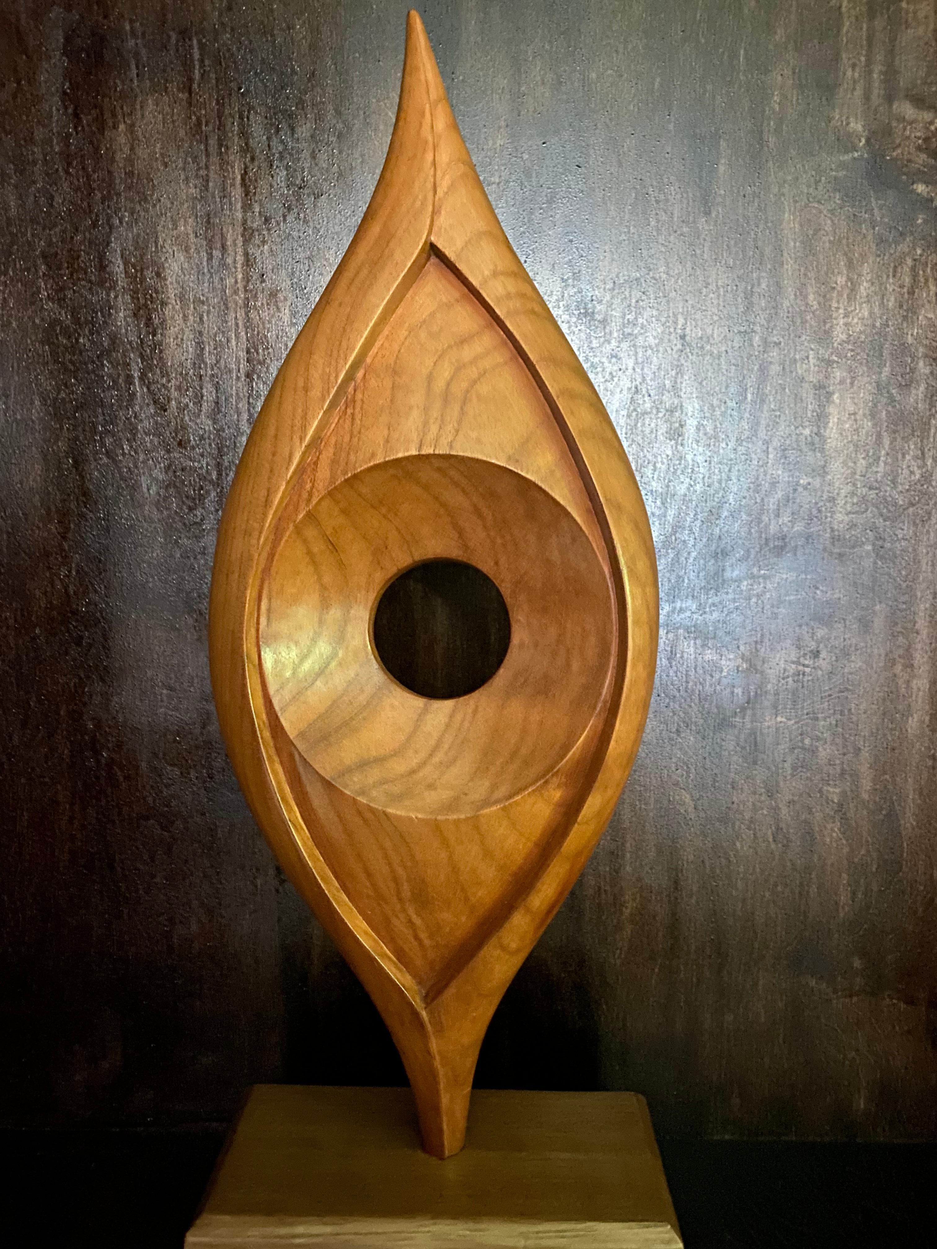 1993 Luis Potosi Ecuadorian Modernist Abstract Carved Wood Sculpture In Good Condition In Medina, OH