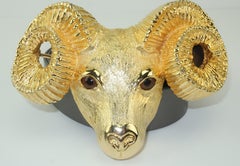 1993 Margarita Barrera Gold Metal Ram Buckle Belt