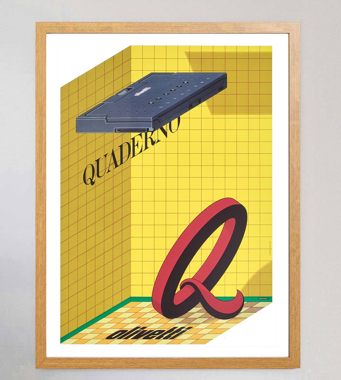 Italiano 1993 Milton Glaser - Olivetti Quaderno Poster originale d'epoca in vendita