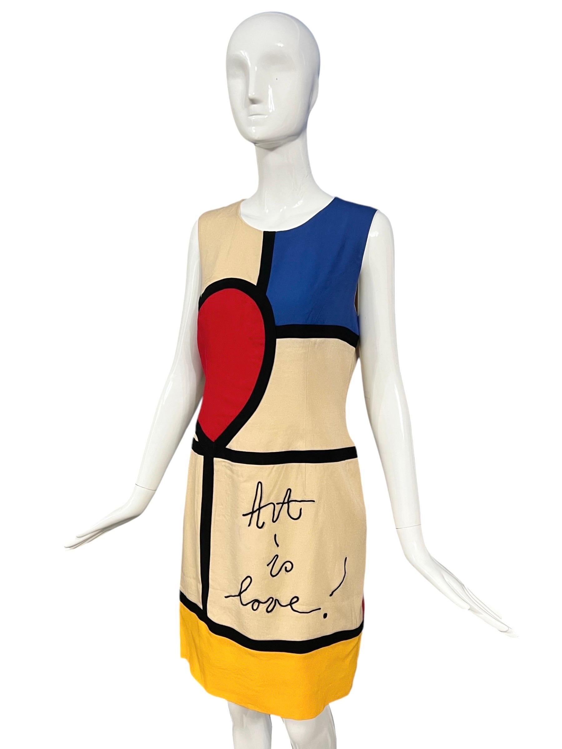 1993 Moschino Cheap & Chic Mondrian “Art Is Love” Dress In Good Condition For Sale In Concord, NC