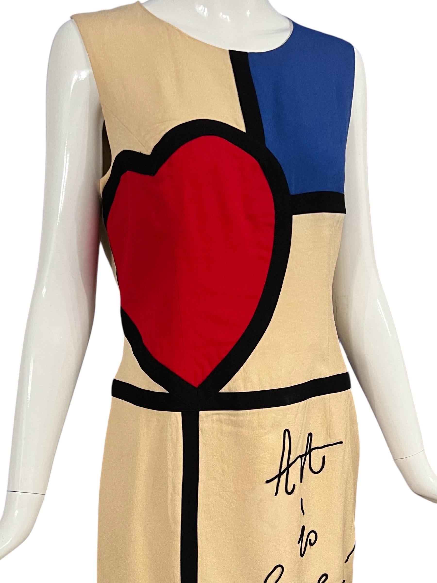 1993 Moschino Cheap & Chic Mondrian “Art Is Love” Dress For Sale 1