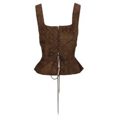 1993 PRADA brown suede RUNWAY corset with grommets