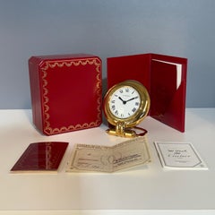 1993 Rare Cartier Pendulette Colissee Alarm Clock in 24KT Gold Plated