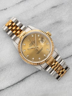 1993 Rolex Datejust 36 16233 Two-Tone Auto Champagne Diamond Dial 36mm