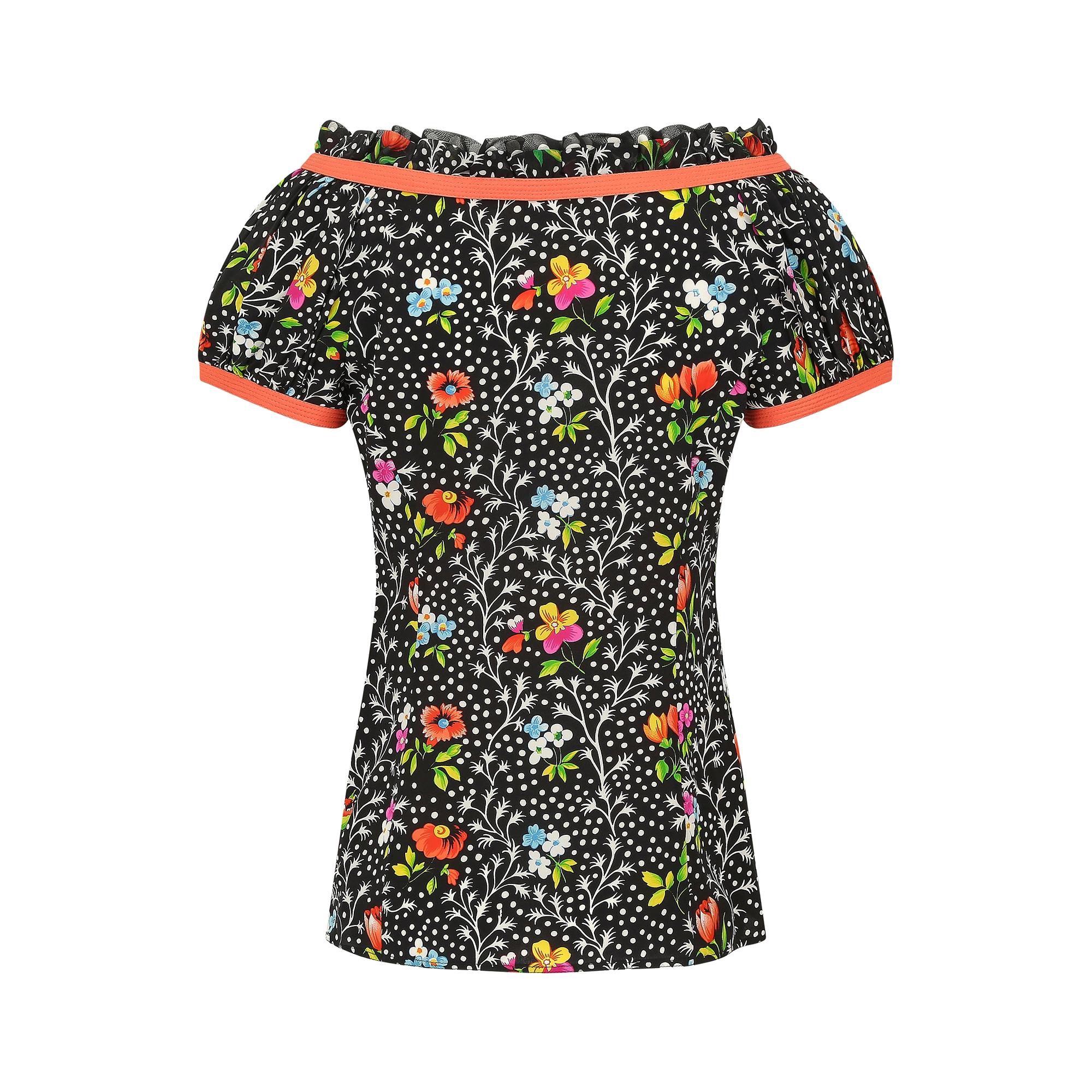 1993 Runway Documented Gianni Versace Couture Floral Blouse In Excellent Condition For Sale In London, GB