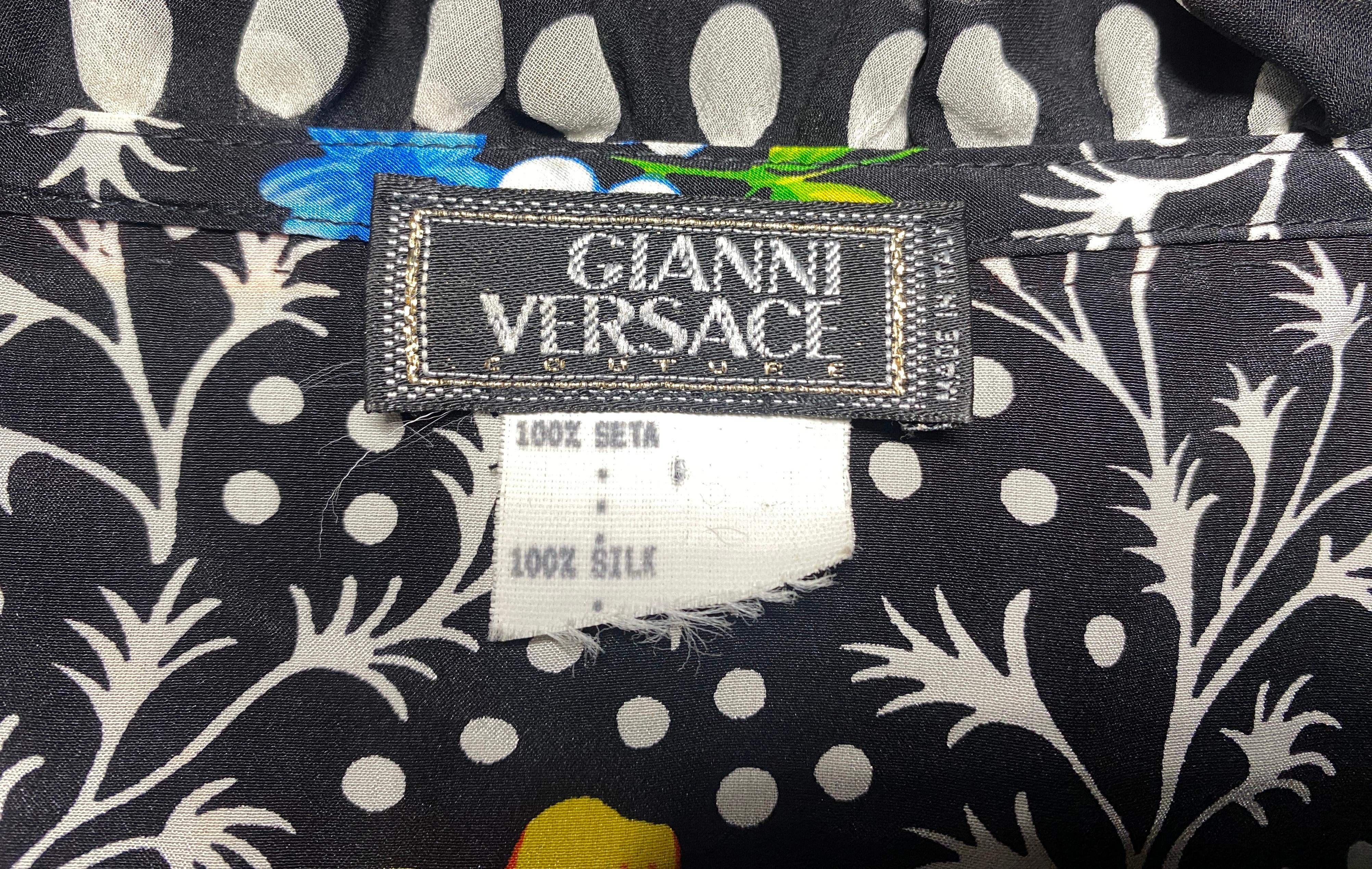 1993 Runway Documented Gianni Versace Couture Floral Blouse For Sale 1