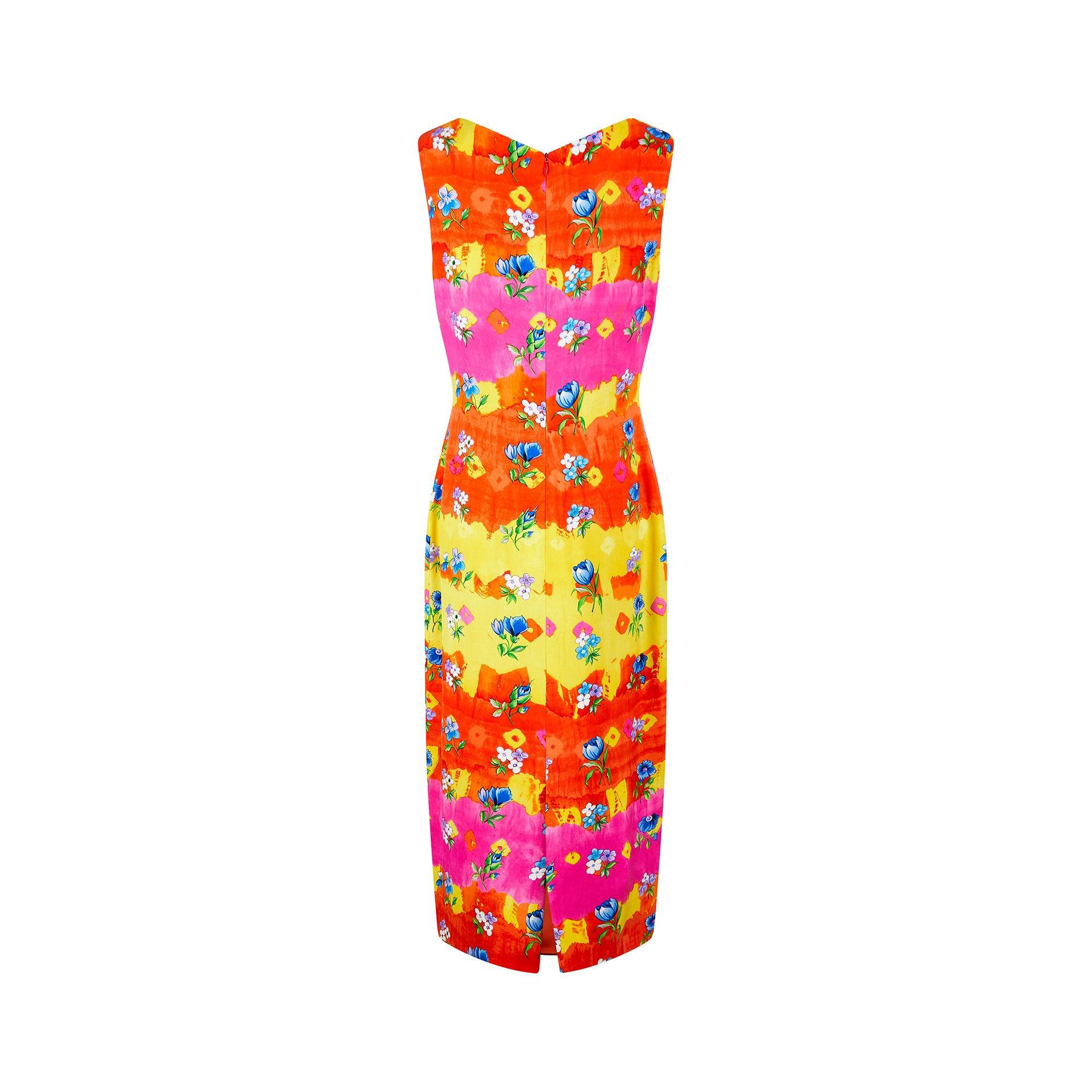 1993 Runway Gianni Versace Couture Floral Column Dress In Excellent Condition For Sale In London, GB
