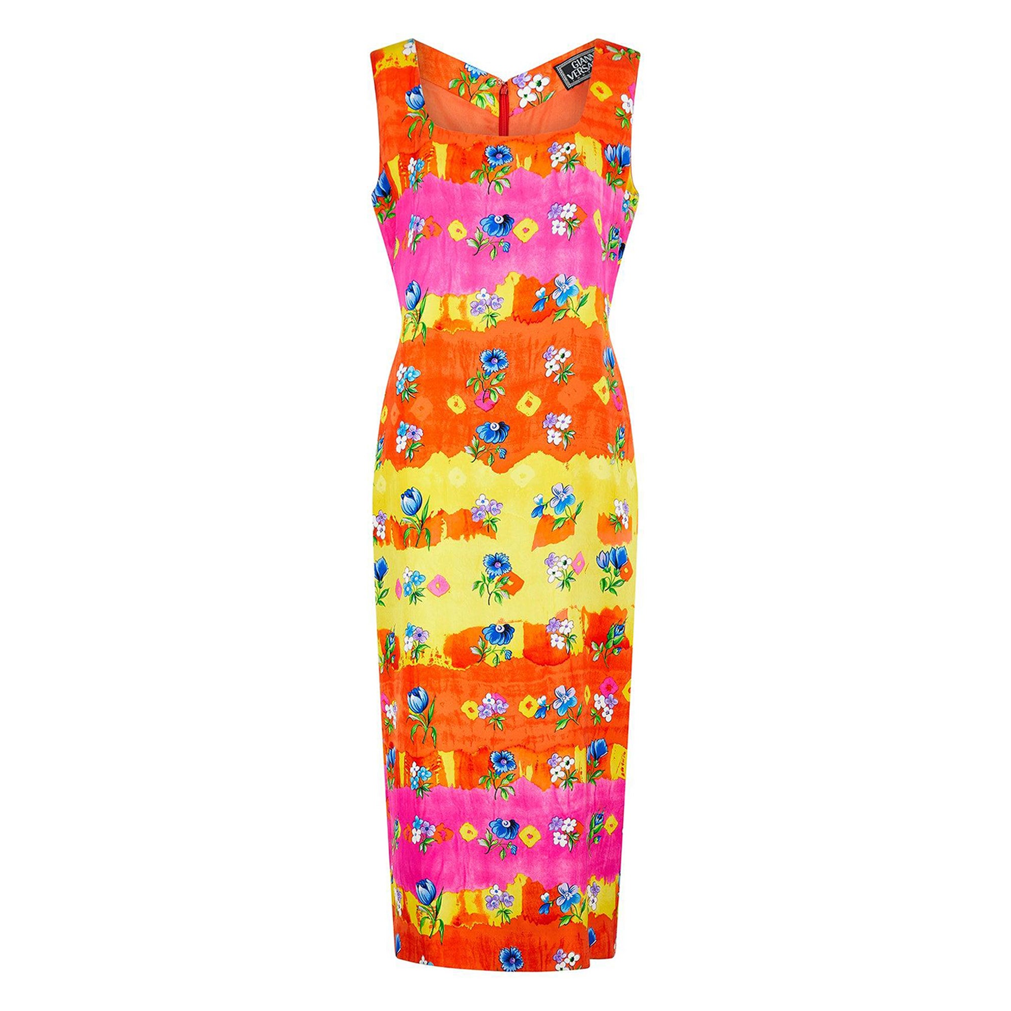 Robe colonne florale Gianni Versace Couture défilé 1993 en vente