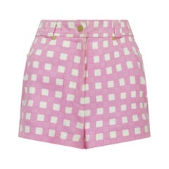 1993 Runway Gianni Versace Pink and White Gingham Shorts