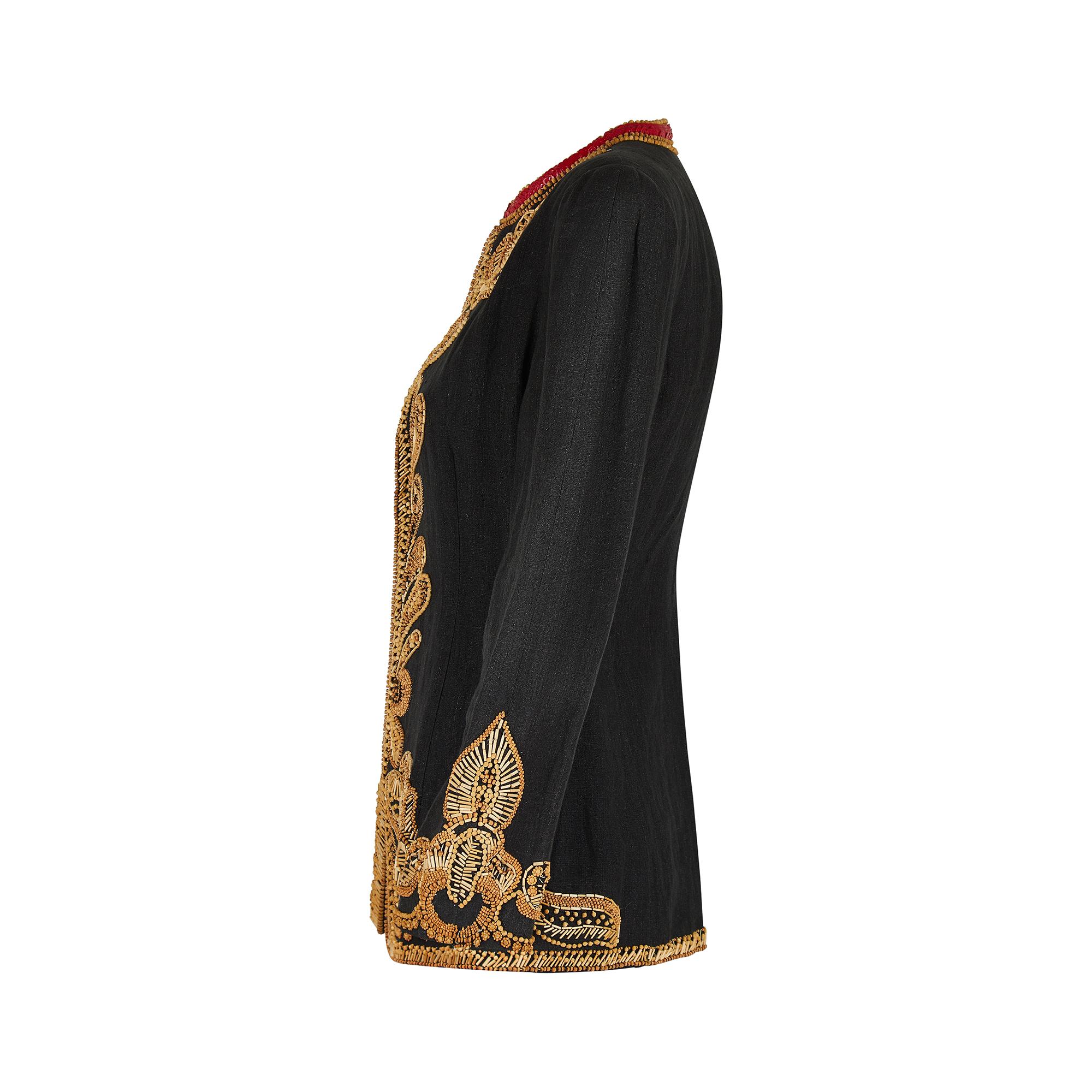 Krizia was an Italian luxury ready-to-wear label that was founded in 1954 by Mariuccia Mandelli. Wearable, eclectic and extravagant, the brand's embellished designs are now highly collectable. This military style jacket was shown on the 1993 Spring