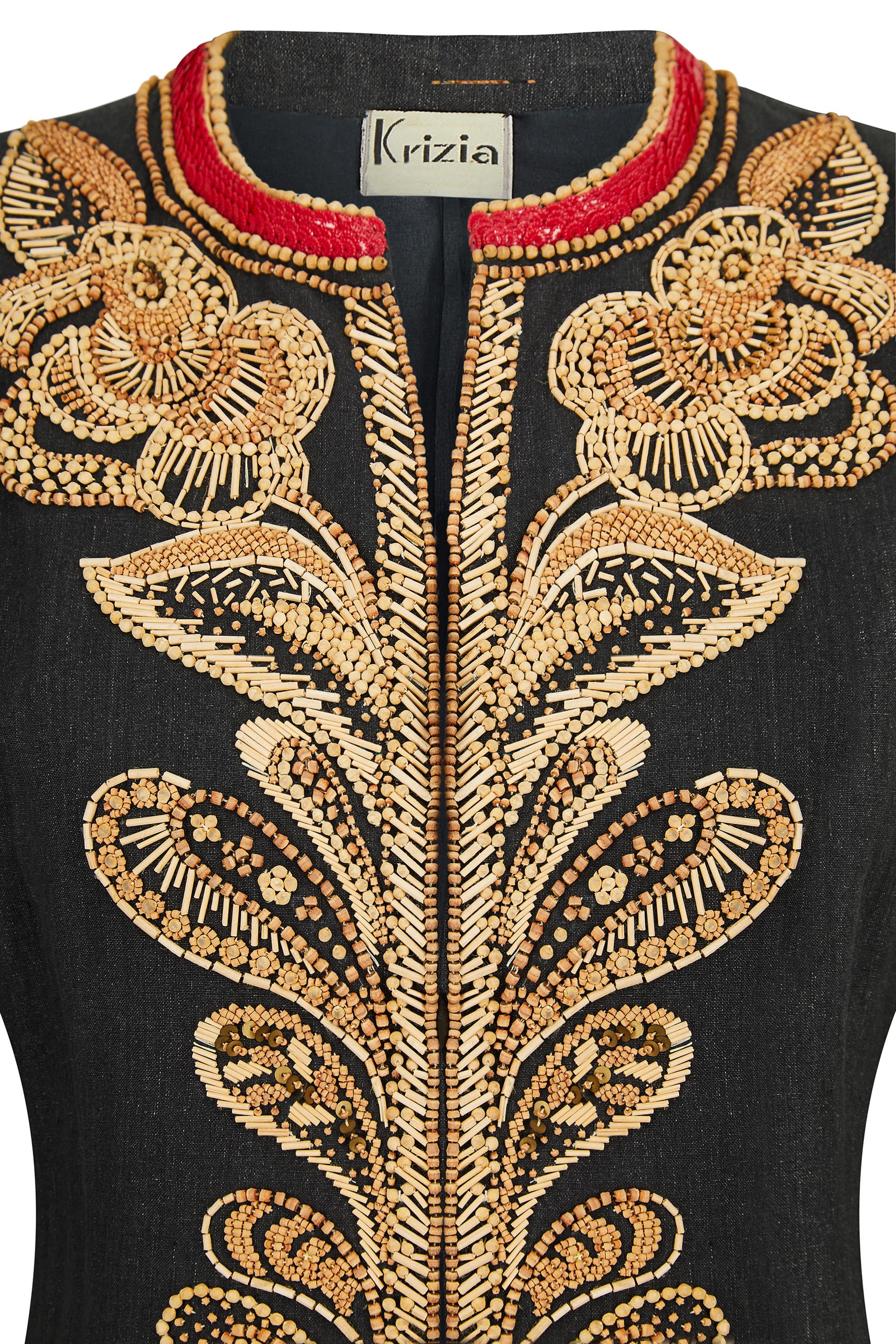 1993 Runway Krizia Grey Wool Embellished Military Style Jacket In Excellent Condition For Sale In London, GB
