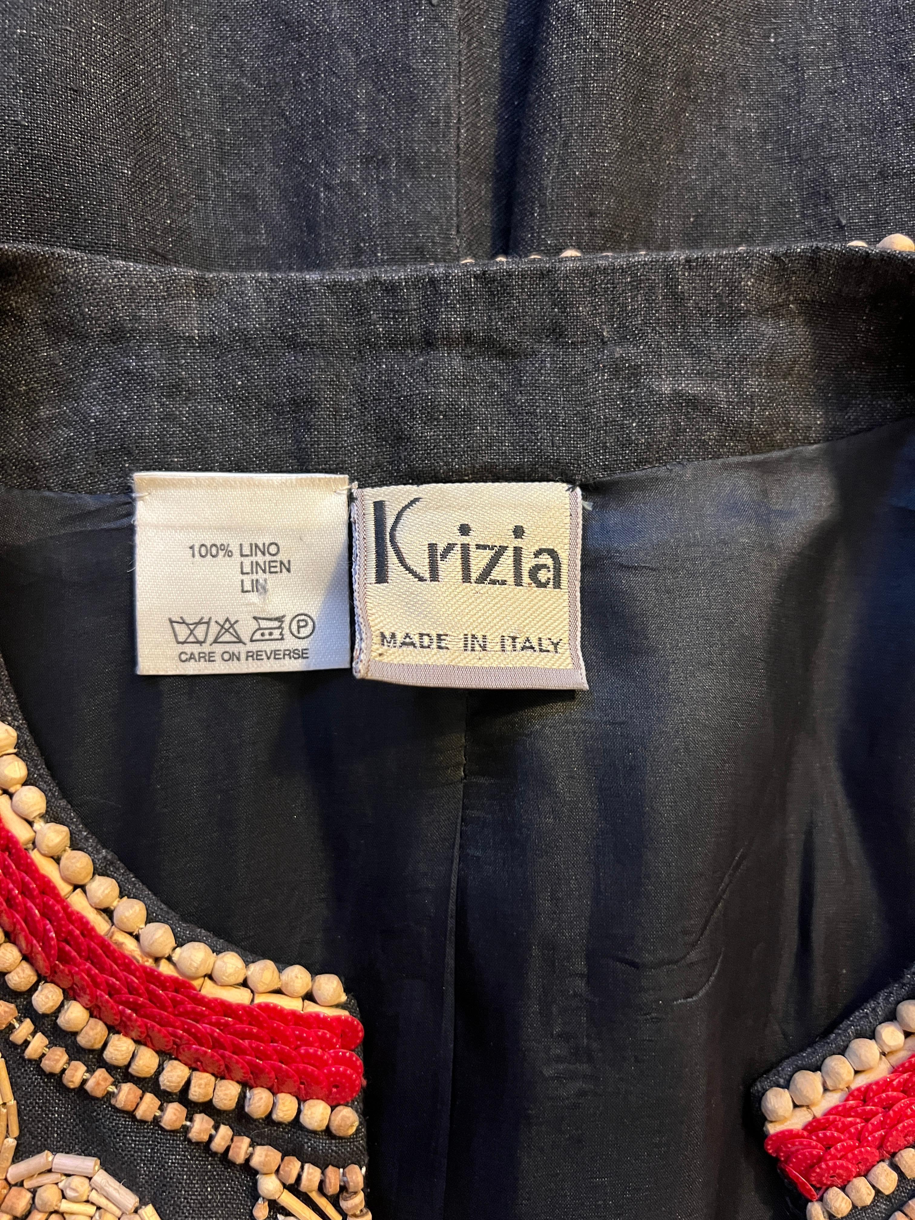 Women's 1993 Runway Krizia Grey Wool Embellished Military Style Jacket For Sale