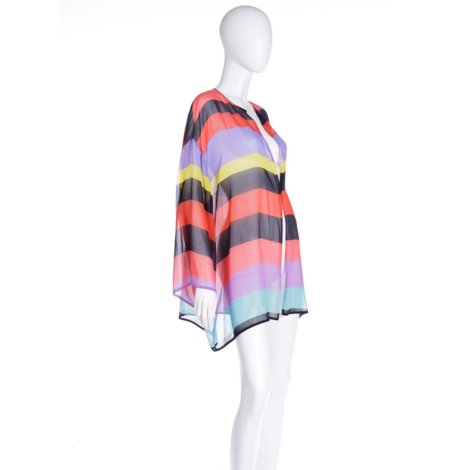 Brown 1993 saac Mizrahi Vintage Open Front Striped Silk Top Gene Meyer Collaboration For Sale