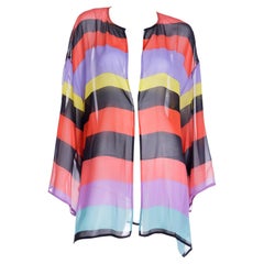 1993 saac Mizrahi Vintage Open Front Striped Silk Top Gene Meyer Collaboration