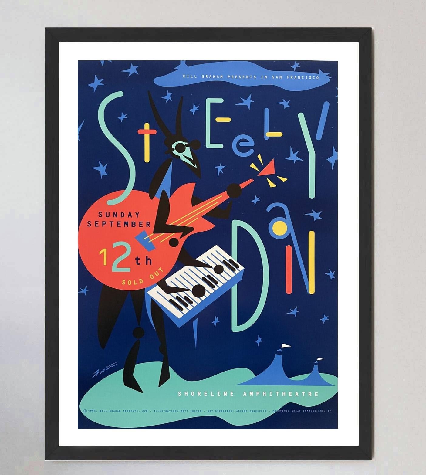 Late 20th Century 1993 Steely Dan - Shoreline Amphitheatre Original Vintage Poster For Sale