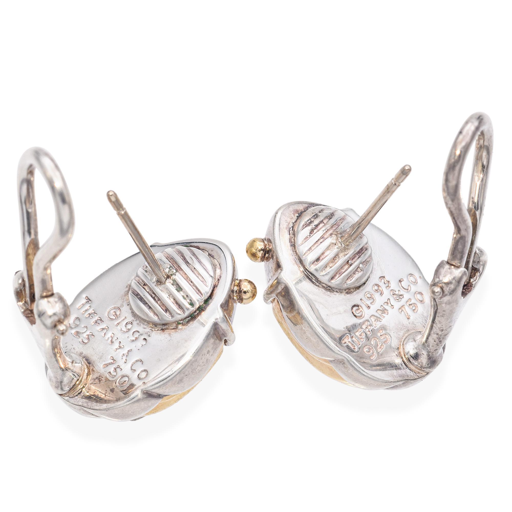 1993 Tiffany and Co. 18K Yellow Gold and Sterling Silver Scarab Beetle Earrings 1