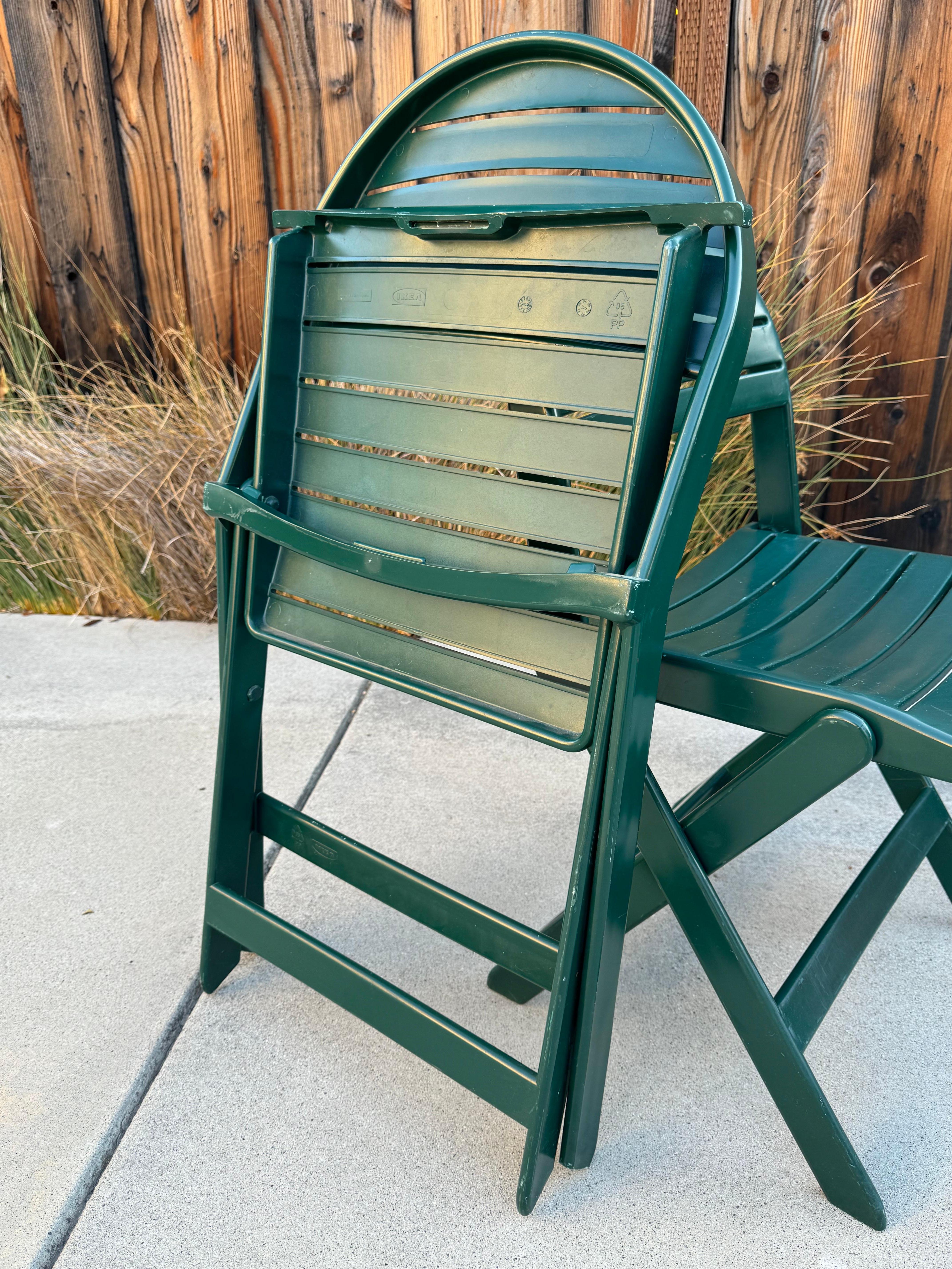 1993 Vintage Niels Gammelgaard For Ikea Green Folding Chairs - A Pair For Sale 5