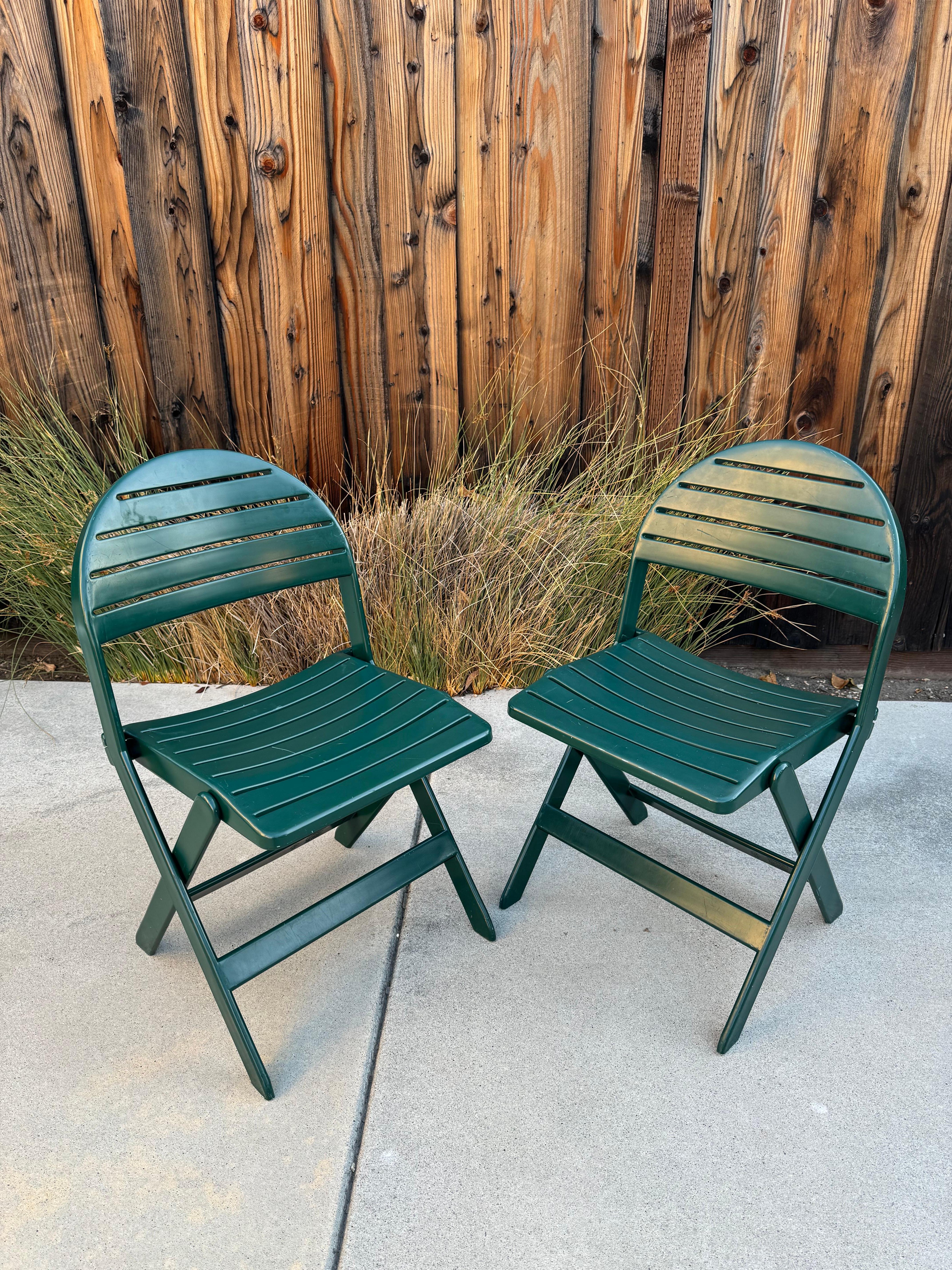 For Sale: Rare Pair of Niels Gammelgaard Designed Folding Chairs - IKEA Vintage

Add a touch of Danish design to your space with this rare pair of heavy plastic, green folding chairs designed by renowned Danish architect and designer, Niels