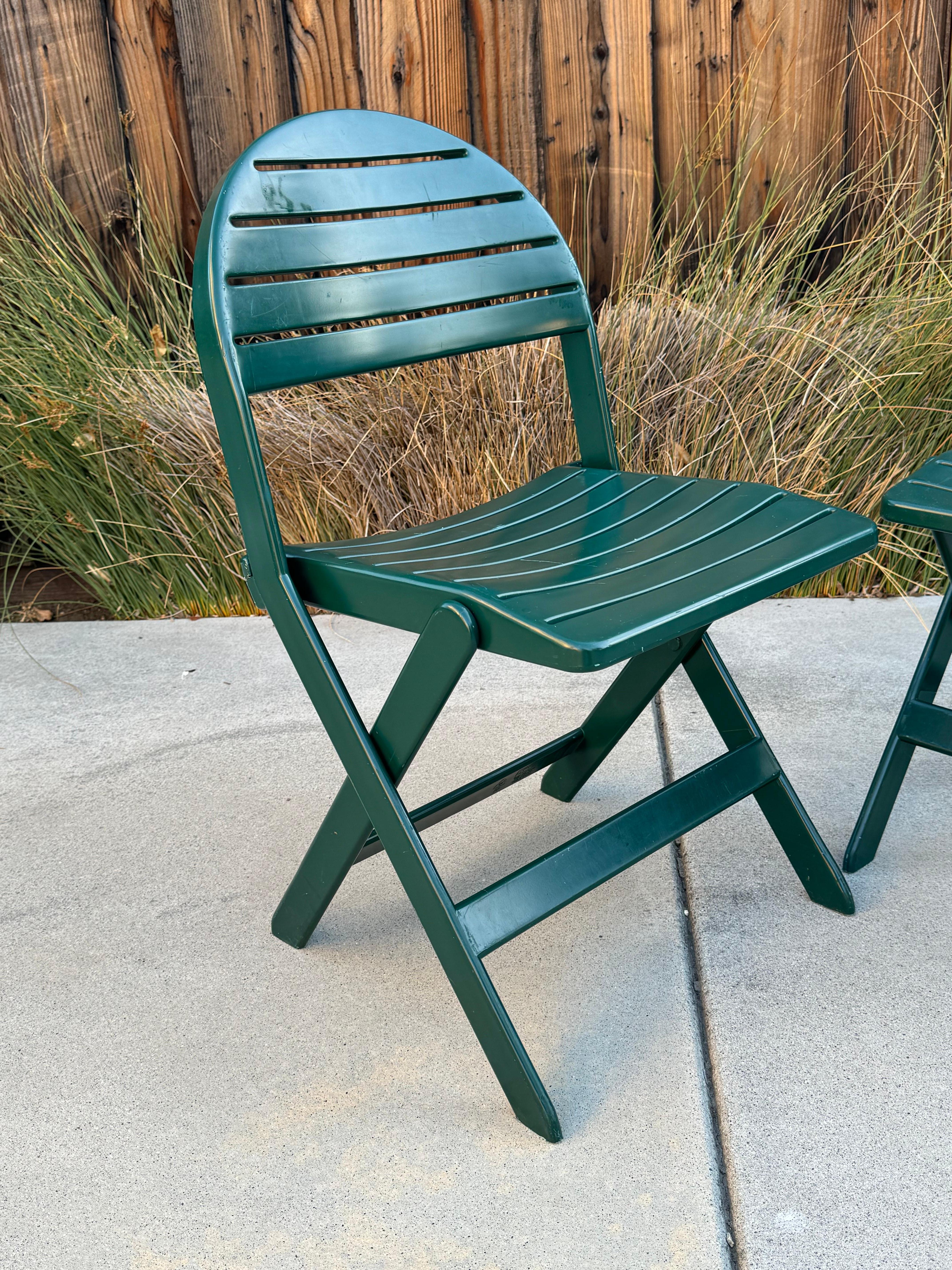 Machine-Made 1993 Vintage Niels Gammelgaard For Ikea Green Folding Chairs - A Pair For Sale