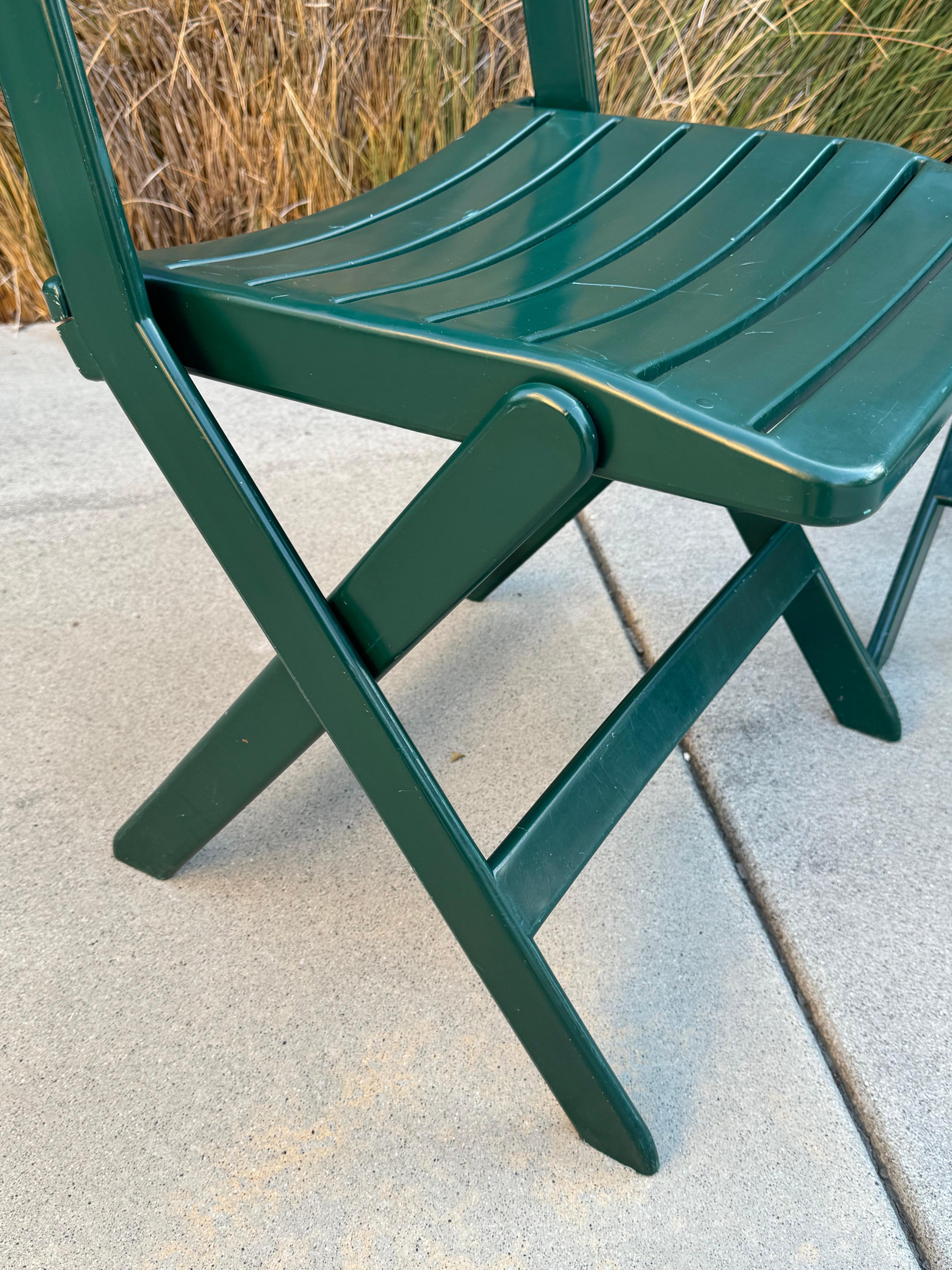 1993 Vintage Niels Gammelgaard For Ikea Green Folding Chairs - A Pair For Sale 1