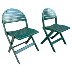 1993 Vintage Niels Gammelgaard For Ikea Green Folding Chairs - A Pair