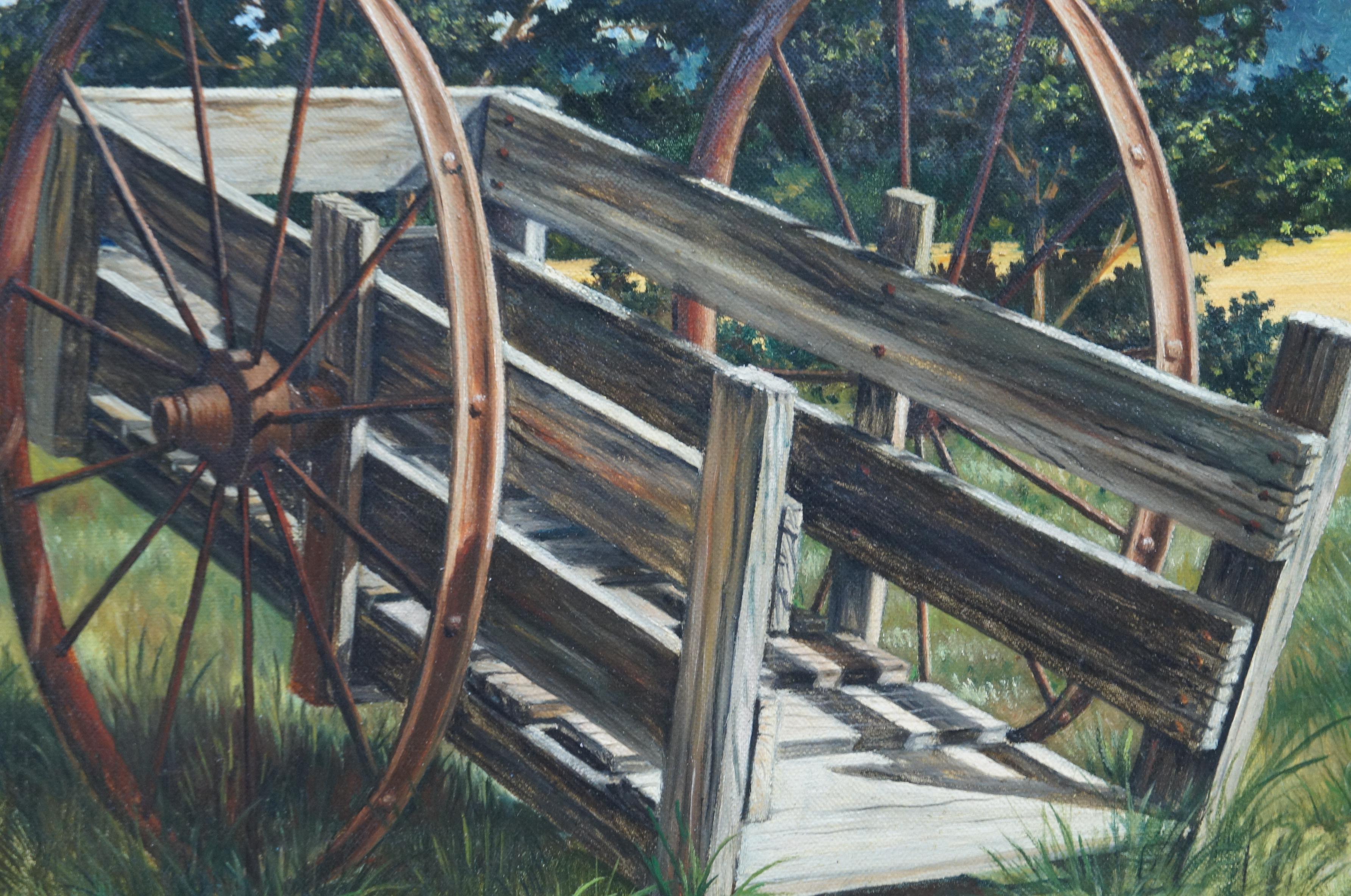 1993 Walty signiertes Ölgemälde auf Leinwand, Landschaft, Wagon Realismus, 1993 im Angebot 4