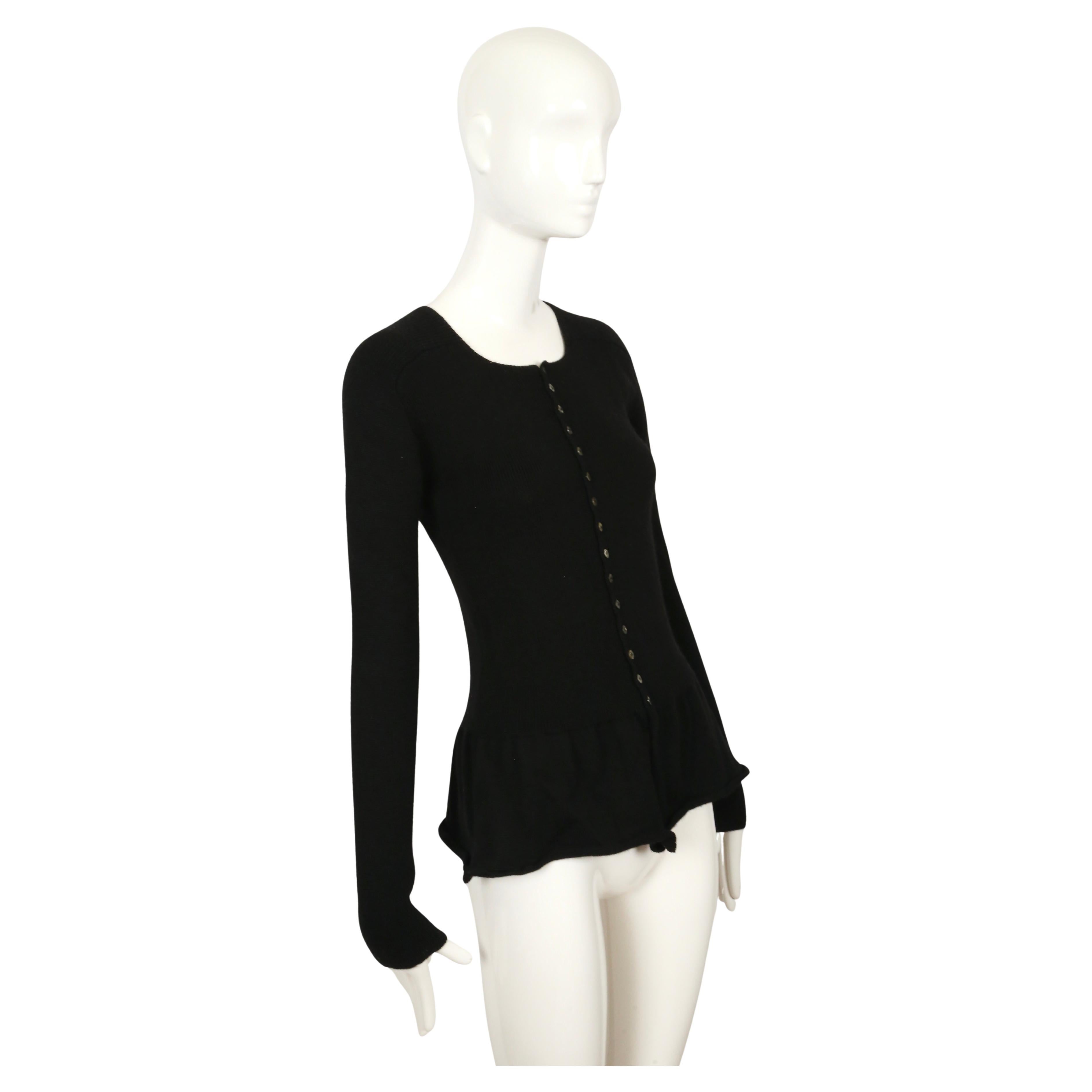 Black 1993 YOHJI YAMAMOTO black wool cardigan sweater with peplum For Sale