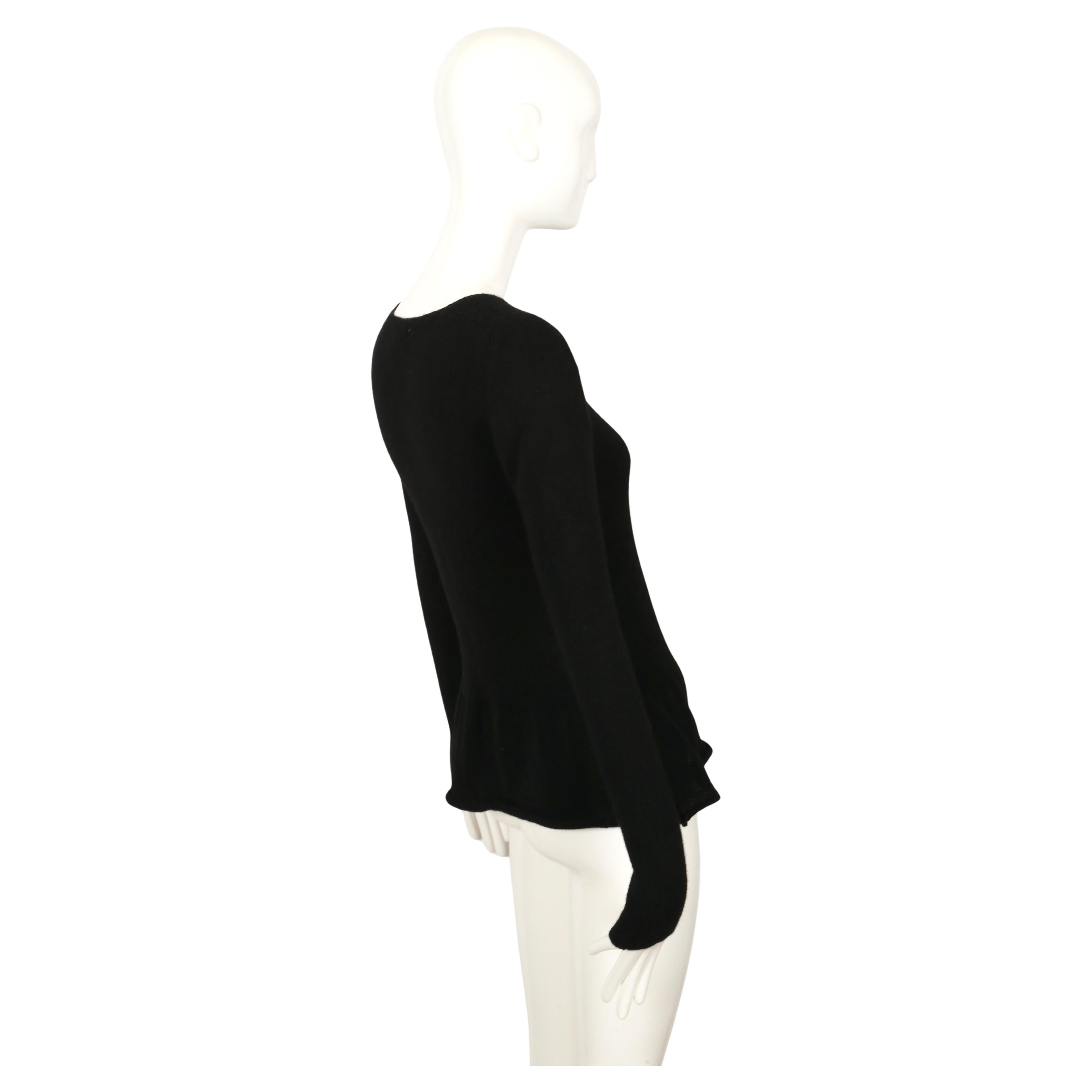 Women's 1993 YOHJI YAMAMOTO black wool cardigan sweater with peplum For Sale