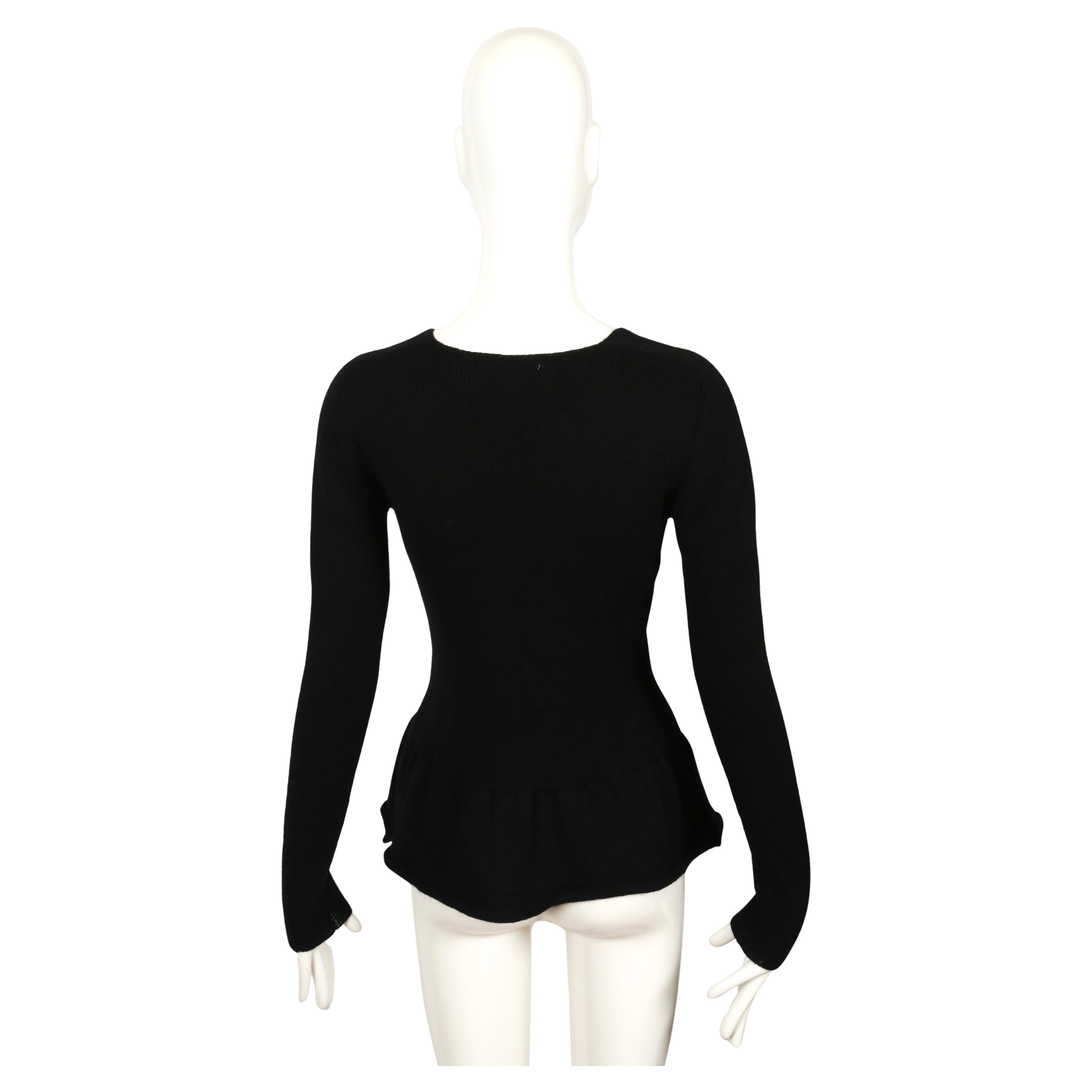 1993 YOHJI YAMAMOTO black wool cardigan sweater with peplum For Sale 4