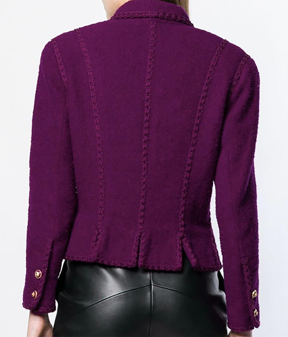 1993s Chanel Purple Tweed Boucle Jacket 2
