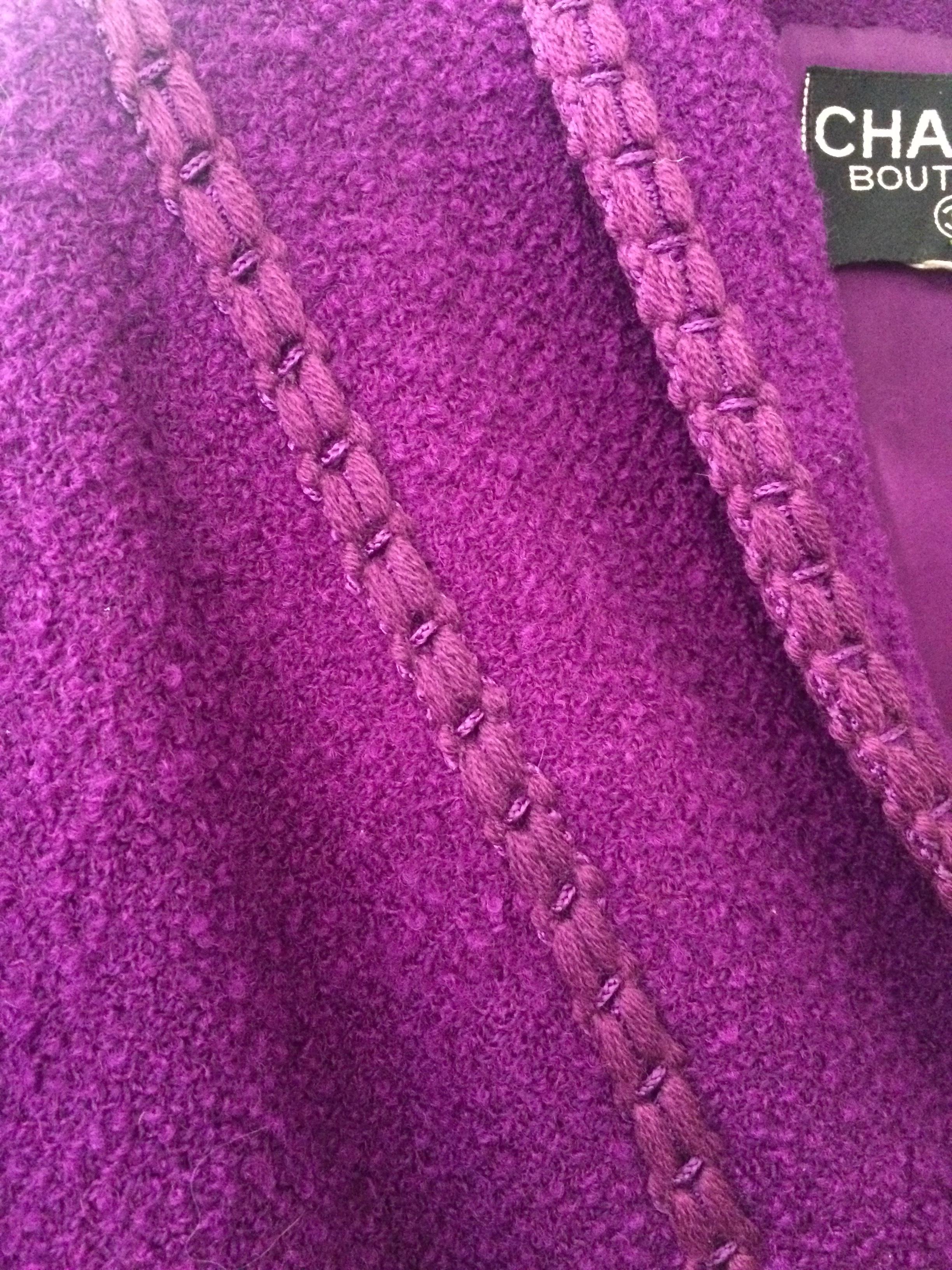 1993er Chanel Lila Tweed Boucle Jacke 3
