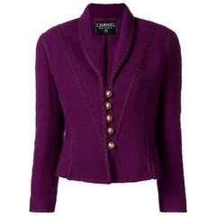 1993s Chanel Purple Tweed Boucle Jacket