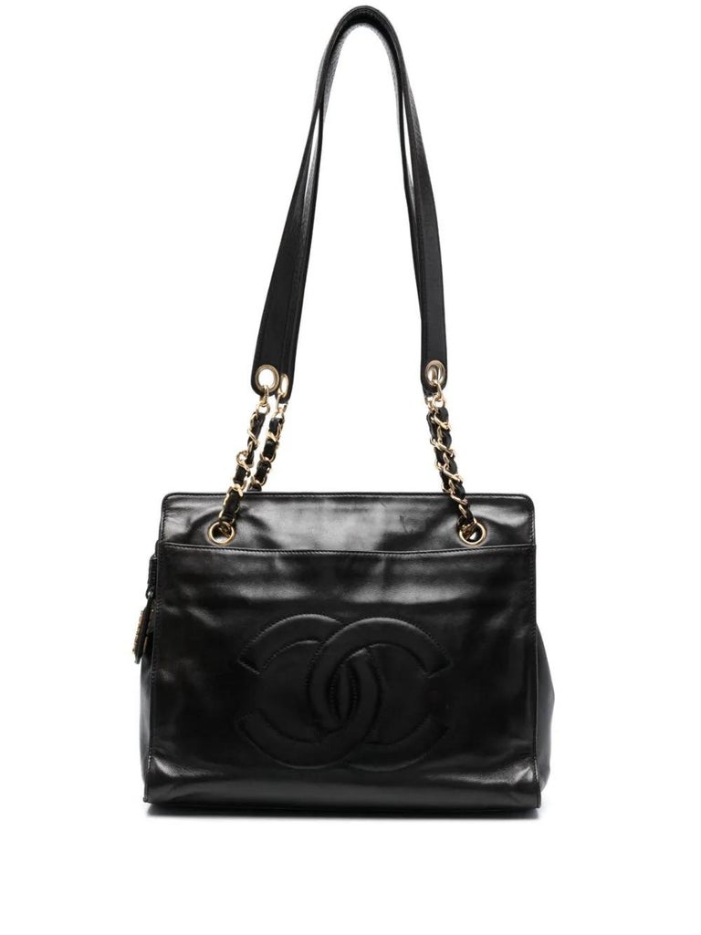 1994-1995 Chanel Black Chocolate Leather Shopping Tote Bag