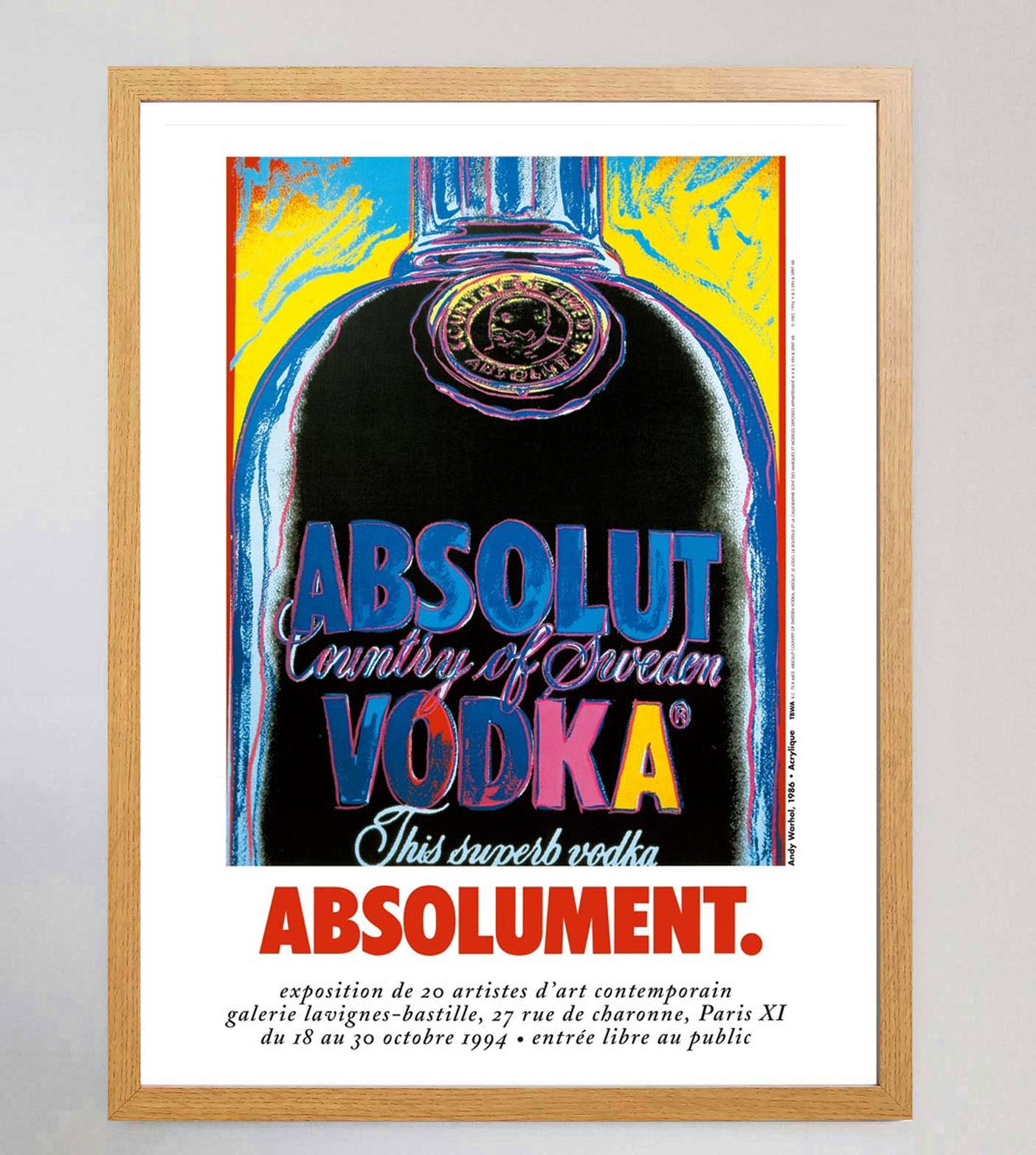 1994 Absolut Vodka - Andy Warhol Póster Vintage Original Francés en venta