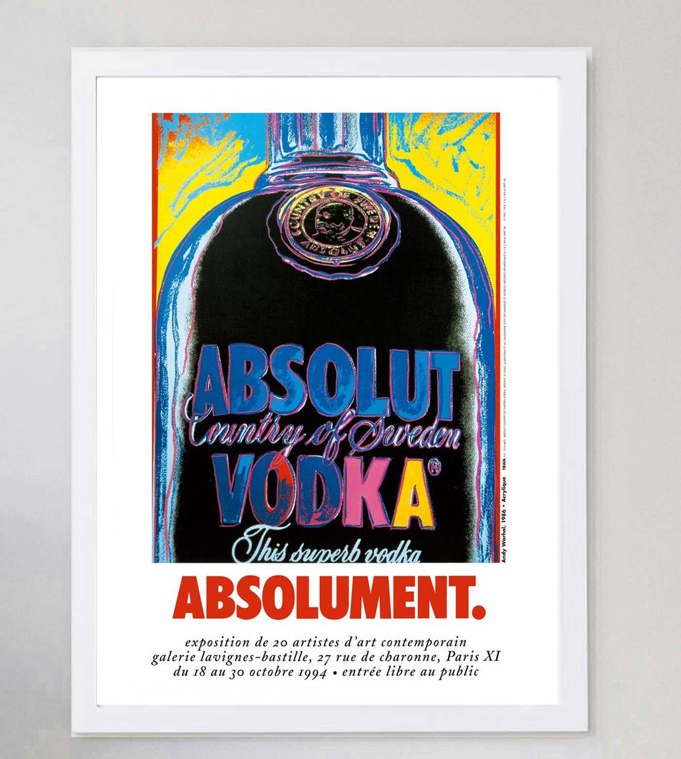Affiche vintage originale Absolut Vodka d'Andy Warhol, 1994 Bon état - En vente à Winchester, GB