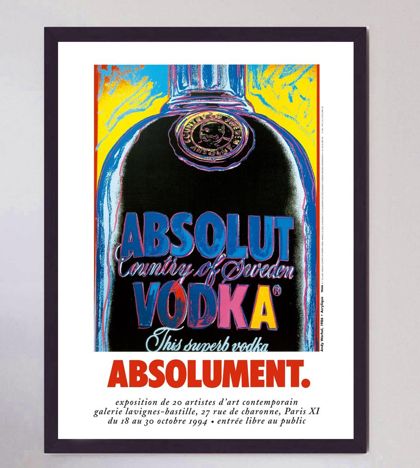 Fin du 20e siècle Affiche vintage originale Absolut Vodka d'Andy Warhol, 1994 en vente