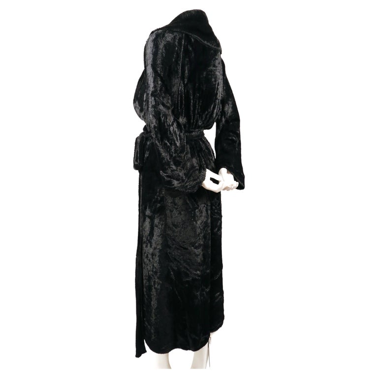 Black 1994 AZZEDINE ALAIA black chenille robe coat