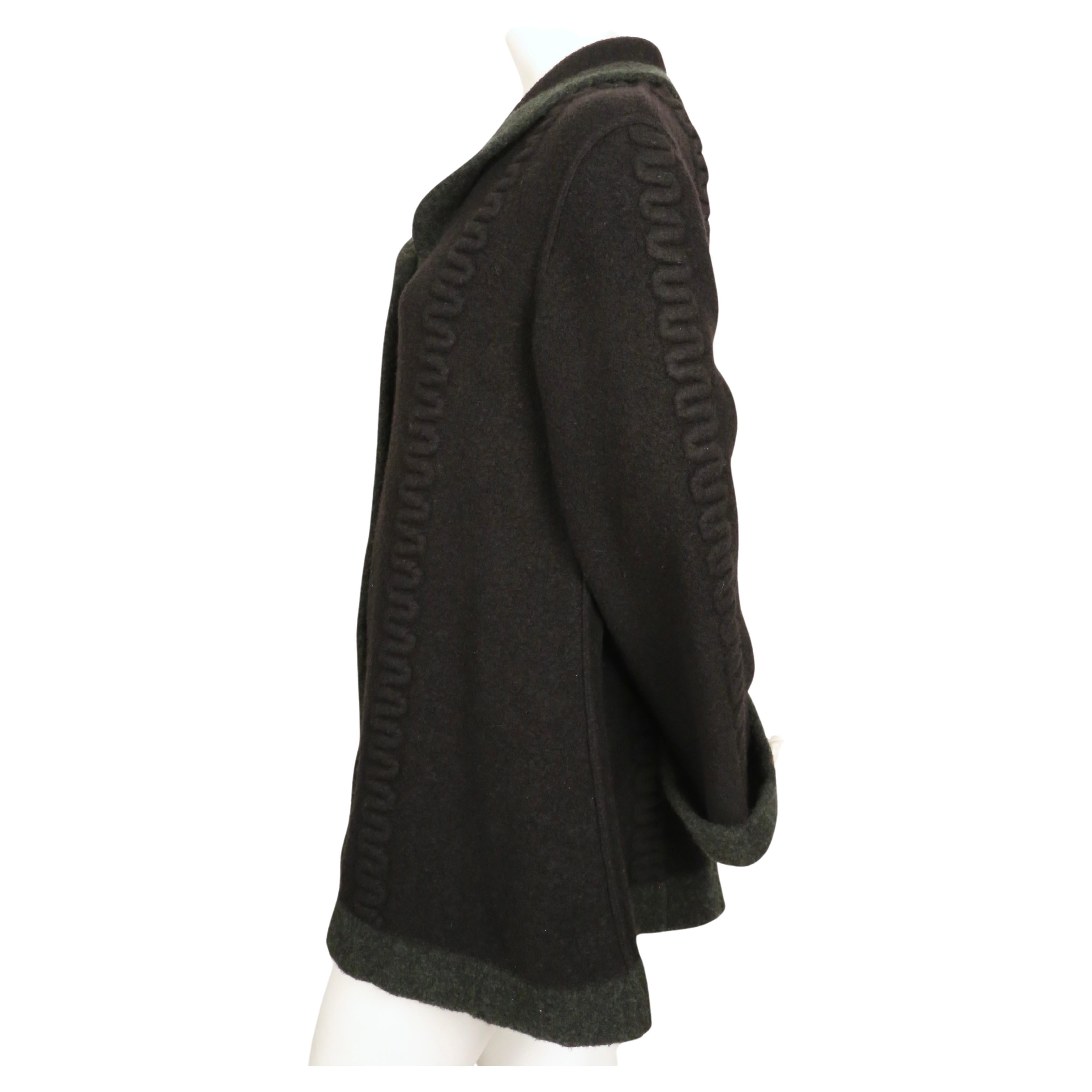 1994 AZZEDINE ALAIA deep navy blue and green oversized wool cardigan sweater In Good Condition In San Fransisco, CA