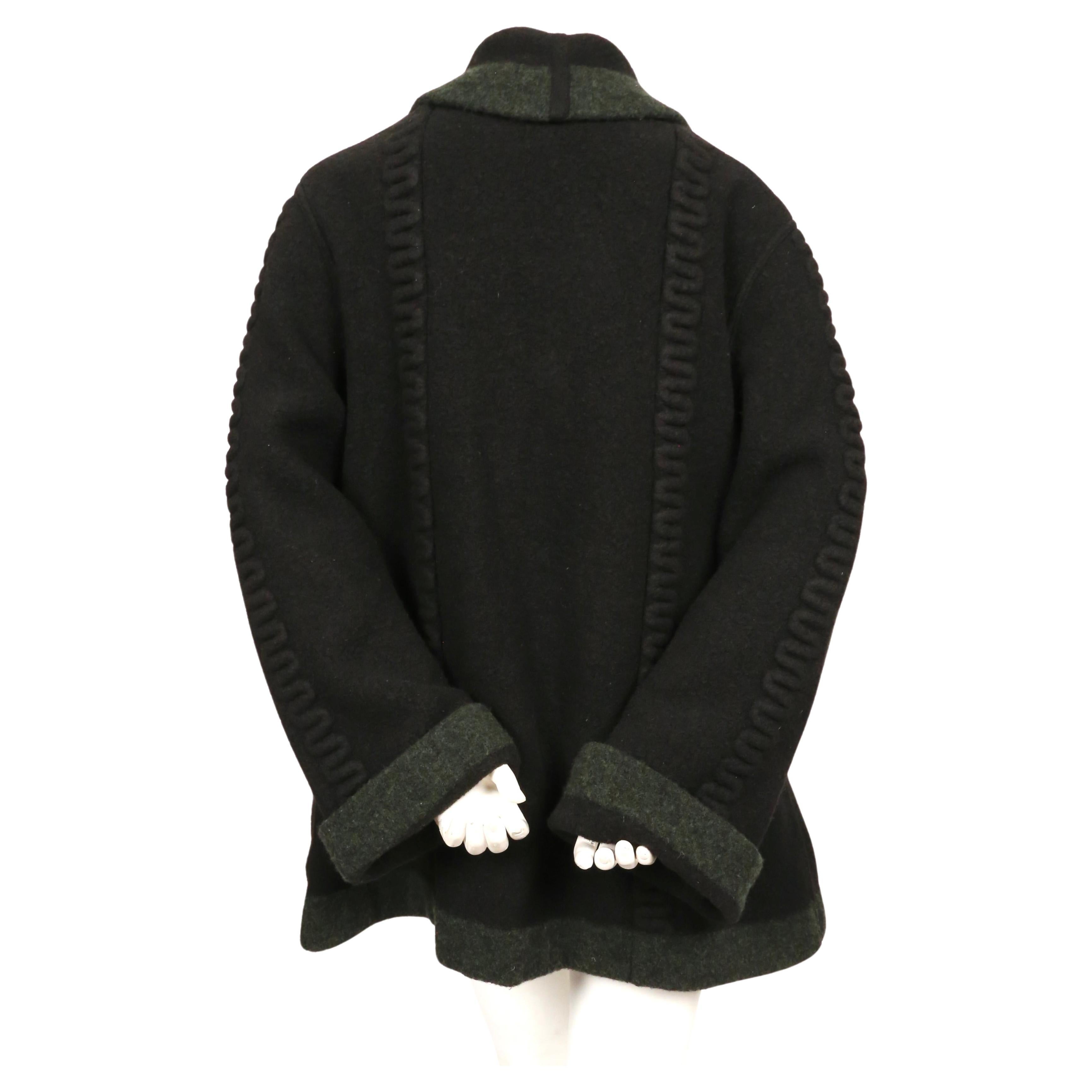 1994 AZZEDINE ALAIA deep navy blue and green oversized wool cardigan sweater For Sale 1