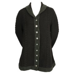 1994 AZZEDINE ALAIA deep navy blue and green oversized wool cardigan sweater