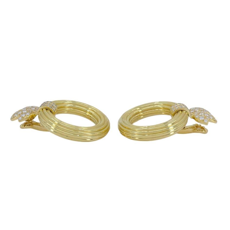 1994 Boucles d'oreilles Clips de Cartier en or 18 carats et diamants Pour femmes en vente