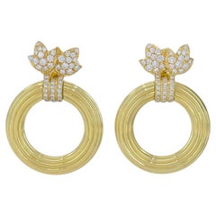 1994 Cartier 18k Gold Diamond Doorknocker Clip Earrings