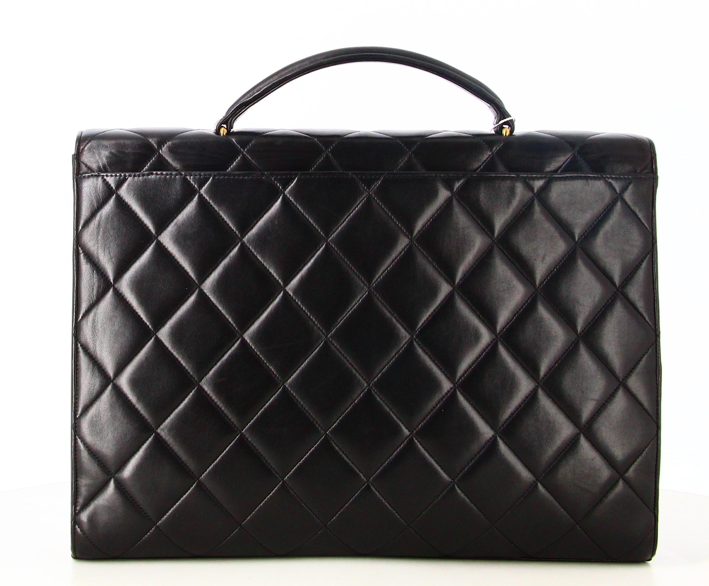 1994 CC Lambskin Business Bag Chanel Matelassé For Sale 2