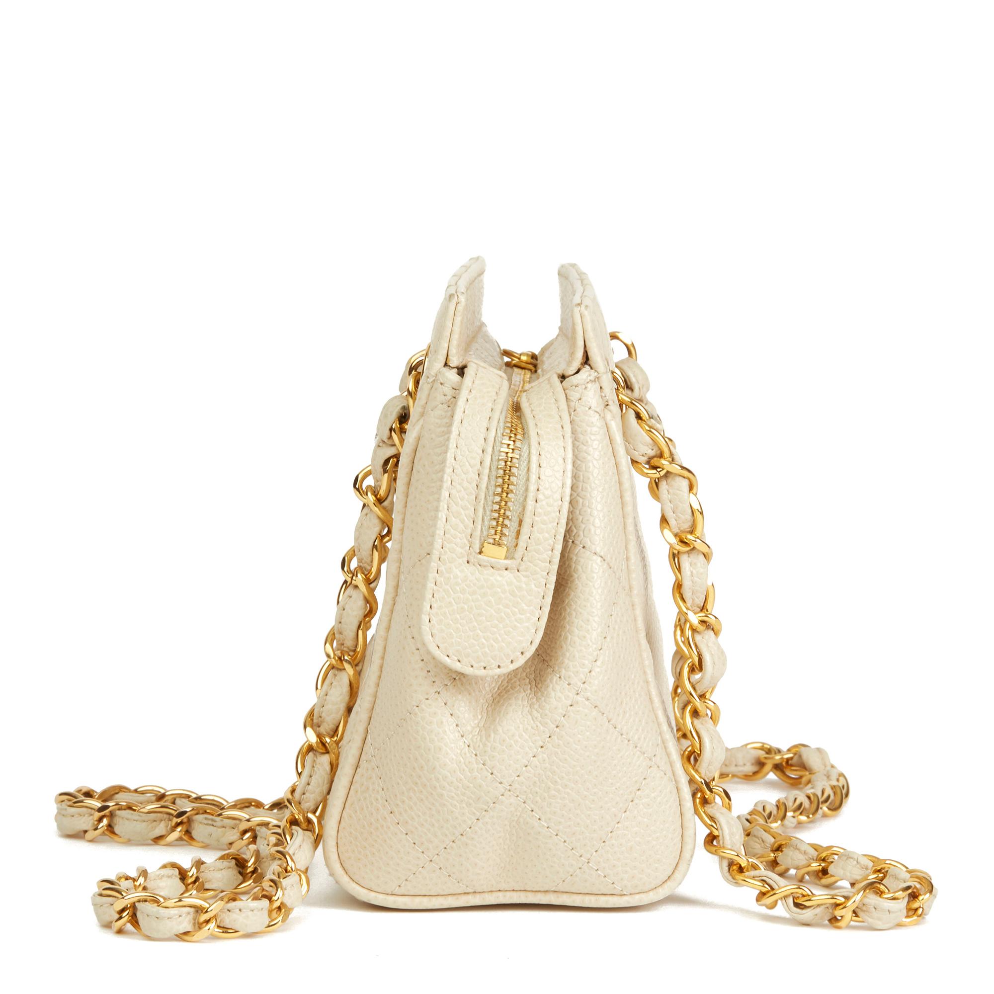 1994 Chanel Beige Caviar matelassé Cuir Vintage Mini Timeless Shoulder Bag Bon état à Bishop's Stortford, Hertfordshire