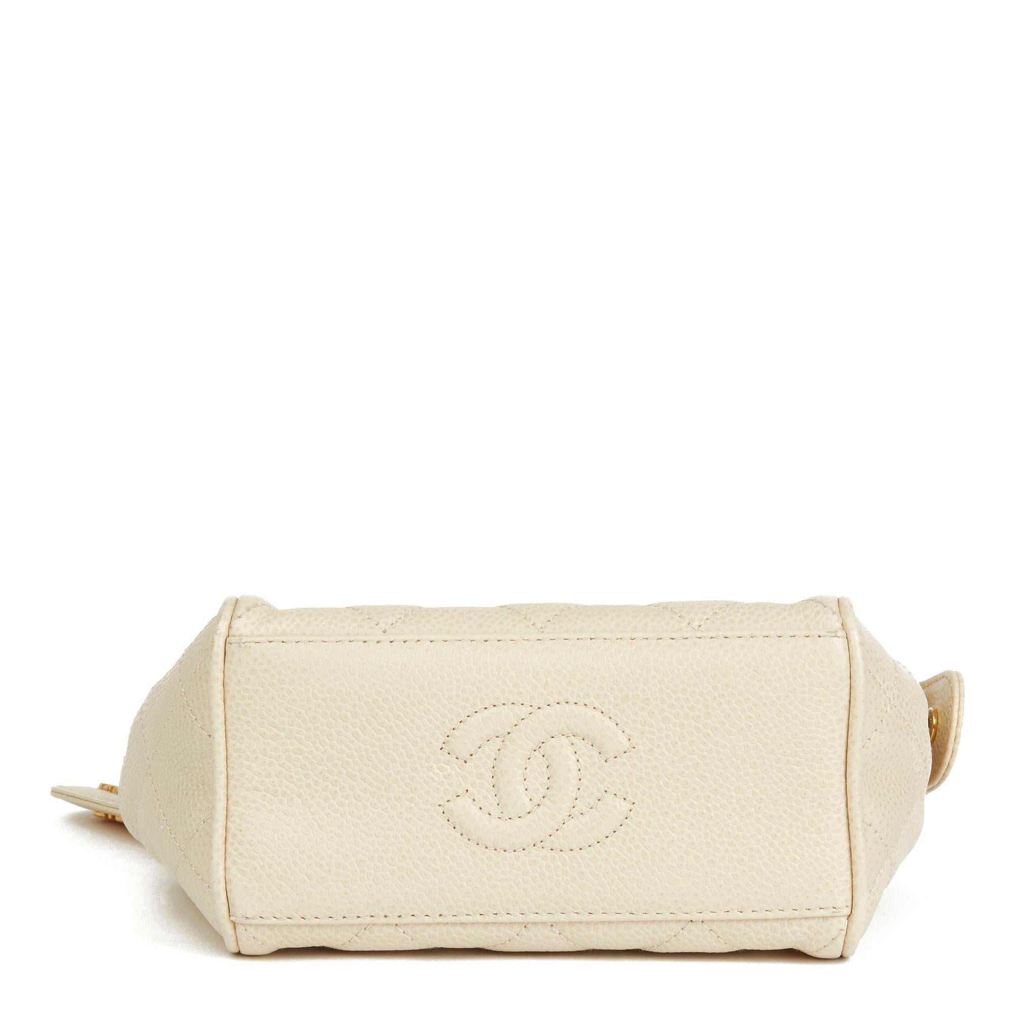 1994 Chanel Beige Caviar matelassé Cuir Vintage Mini Timeless Shoulder Bag 1