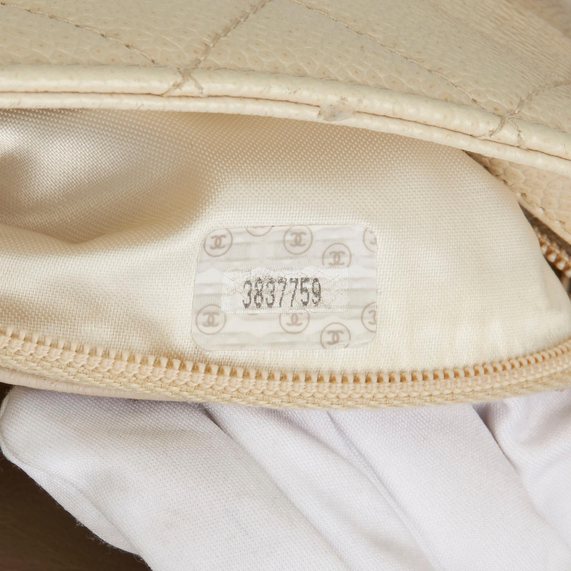 1994 Chanel Beige Caviar matelassé Cuir Vintage Mini Timeless Shoulder Bag 5