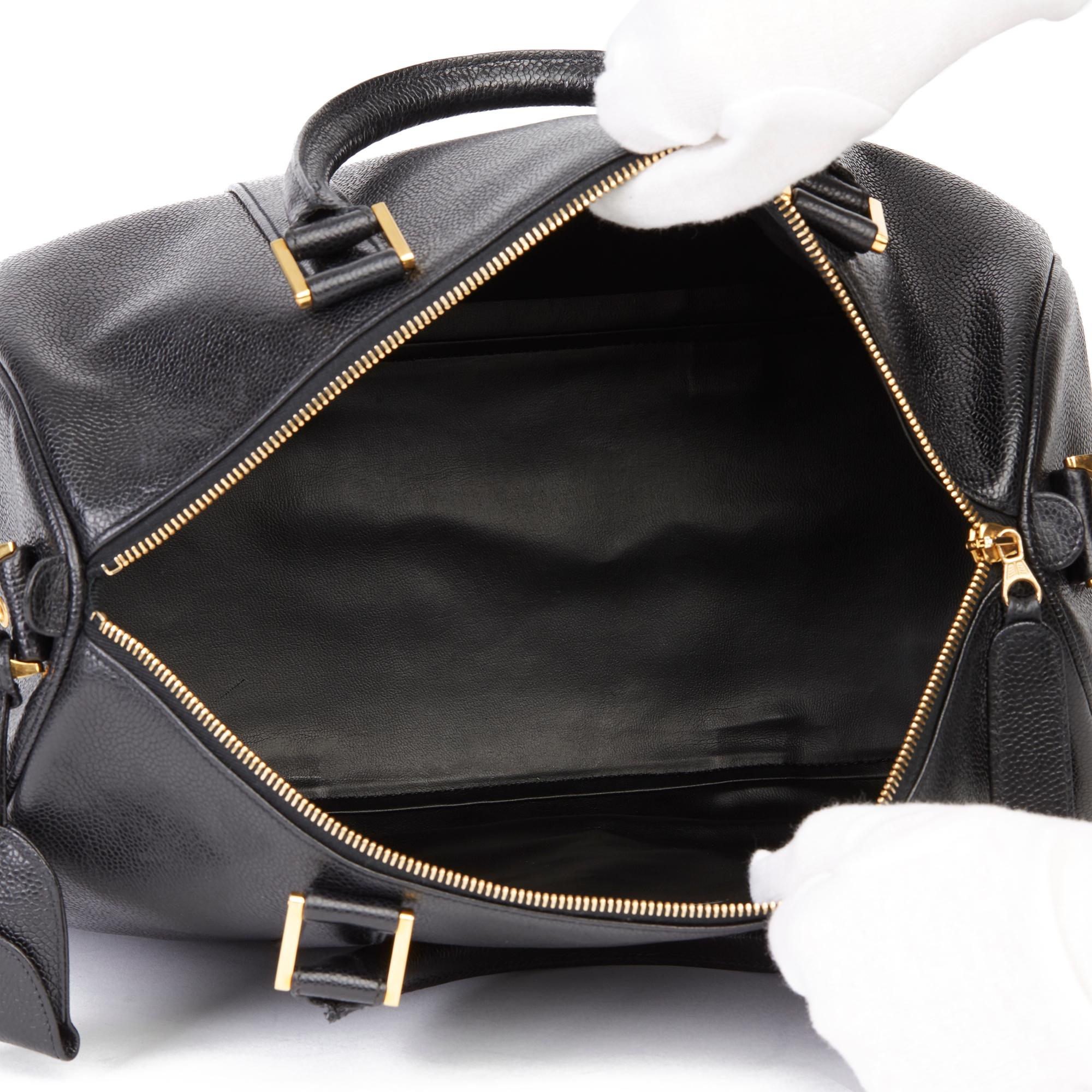 1994 Chanel Black Caviar Leather Vintage Boston 35 7